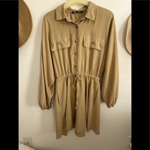 Zara khaki Tercel feel dress.  EUC